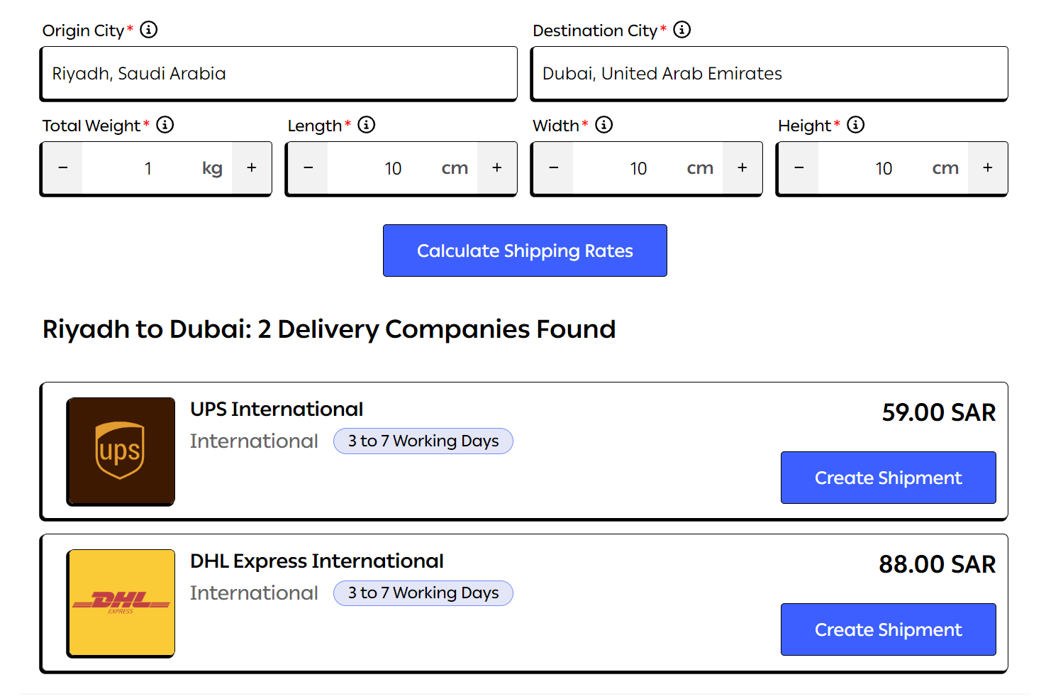 International shipping in UAE with UPS